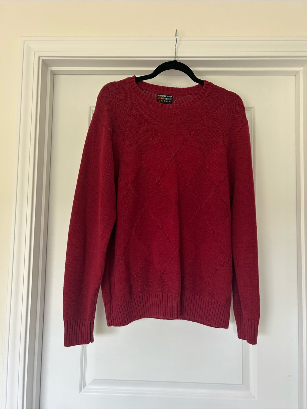 Alexander Julian Red Diamond-Pattern Crewneck Sweater - Men